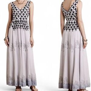 Anthropologie Floreat Sojourner Boho Printed Blue Ombré Maxi Dress Sequins Sz 6